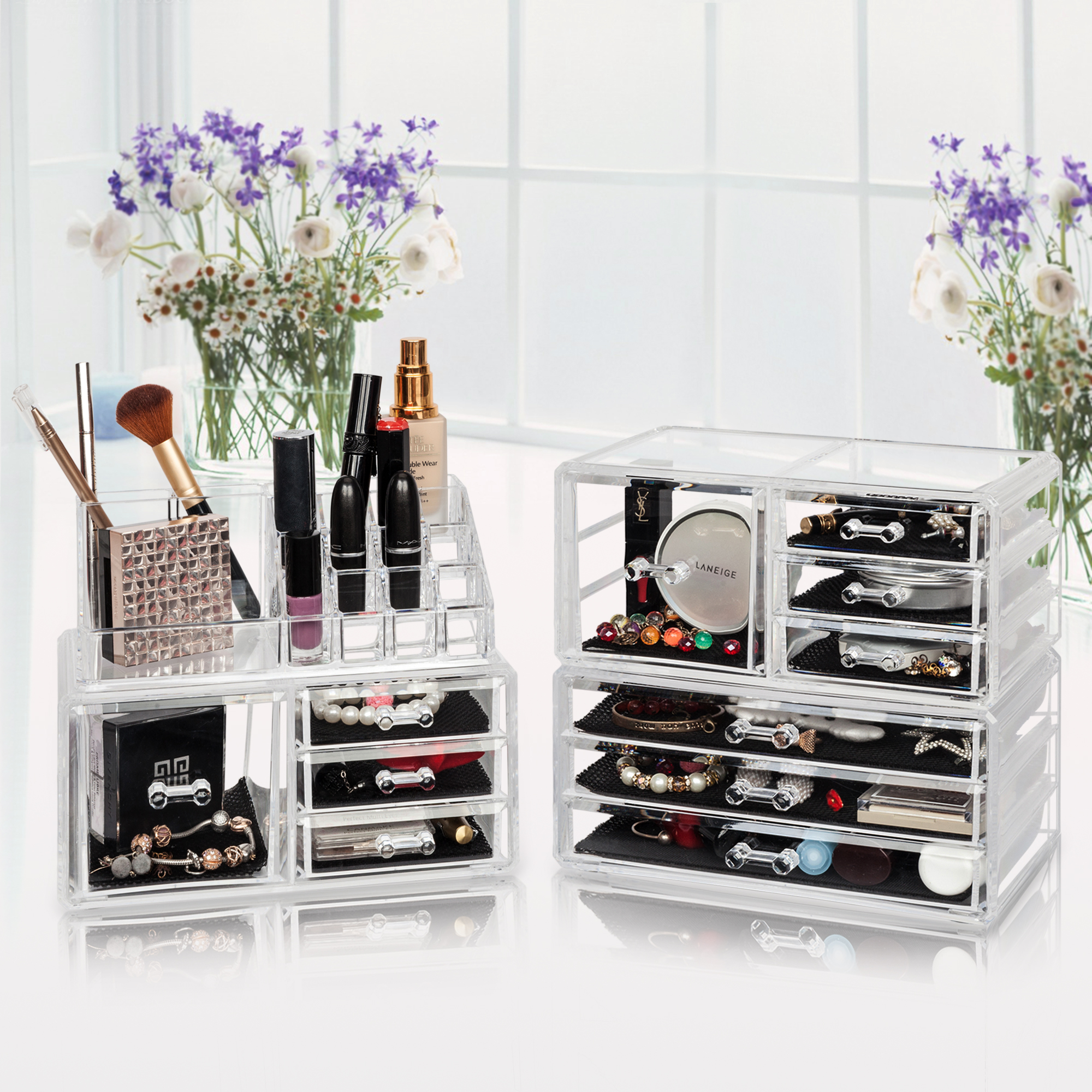 Clear Makeup Organizer for Vanity Countertop, Makeup Bathroom Organizer 