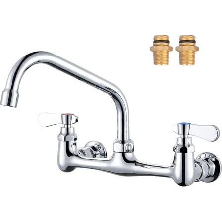 Commercial Sink Faucet with 12” Swivel Spout Dual Handles Brass Utility Sink Tap