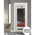 thumbnail image 4 of Solid Interior French Pre-Hung Door | Lucia 1299 White Silk with Mirror | Single Regular Panel Frame Trims Handle | Bathroom Bedroom Sturdy Doors -36" x 84", 4 of 6