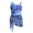 thumbnail image 7 of SEANATIVE Girls One-Piece Bathing Suit with Mesh Wrap Skirt Swimsuit Back Cutout Design Swimwear Trendy Swimsuits for Teen Kid Young Girls, Size 13-14, Galaxy Bubble Print Violet, 7 of 7