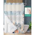 thumbnail image 2 of No Hook Shower Curtain with Snap in Liner, Ocean Thanksgiving Fall Pumpkin Vintage Wood Planks Hotel Shower Curtains for Bathroom, Washable Shower Curtain Liner Set with Mesh Top Window, 72"x96", 2 of 6