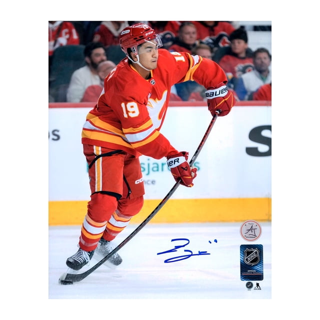 Zayne Parékh Autographié Prise de Vue des Flammes de Calgary Photo 8x10