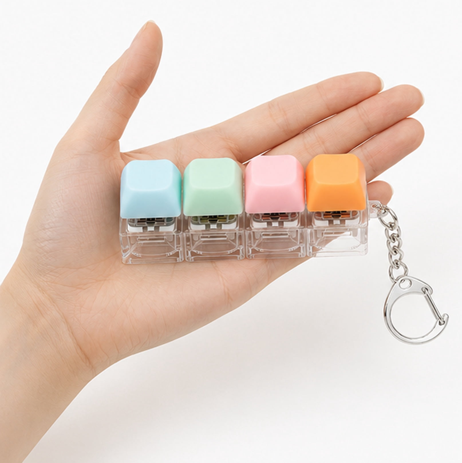 Keyboard Button Fidget Keychain Mini Clicker Toy for Office Desk and Daily Relaxation Colorful Keyboard Chain- 2 pcs
