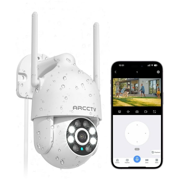 ARCCTV 2K Outdoor Security Camera, 5Ghz WiFi Cameras with 360°View Motion Tracking for Home Surveillance,  Color Night Vision, 2-Way Talk, Waterproof, 24/7 Recording, 2.4Ghz Wi-fi