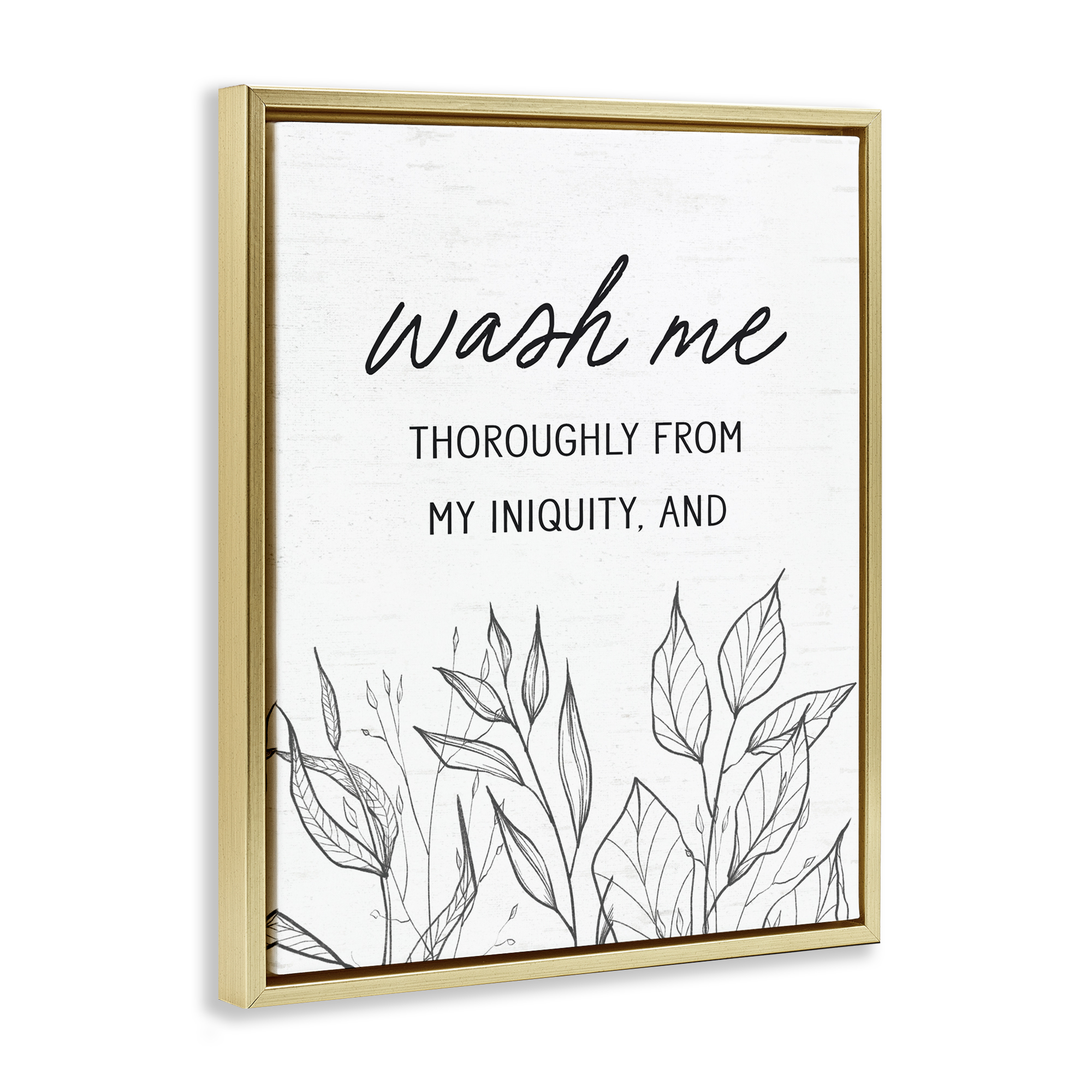 Wash Me Thoroughly Scripture Gold Framed Floater Canvas Wall Art, design by Lettered and Lined