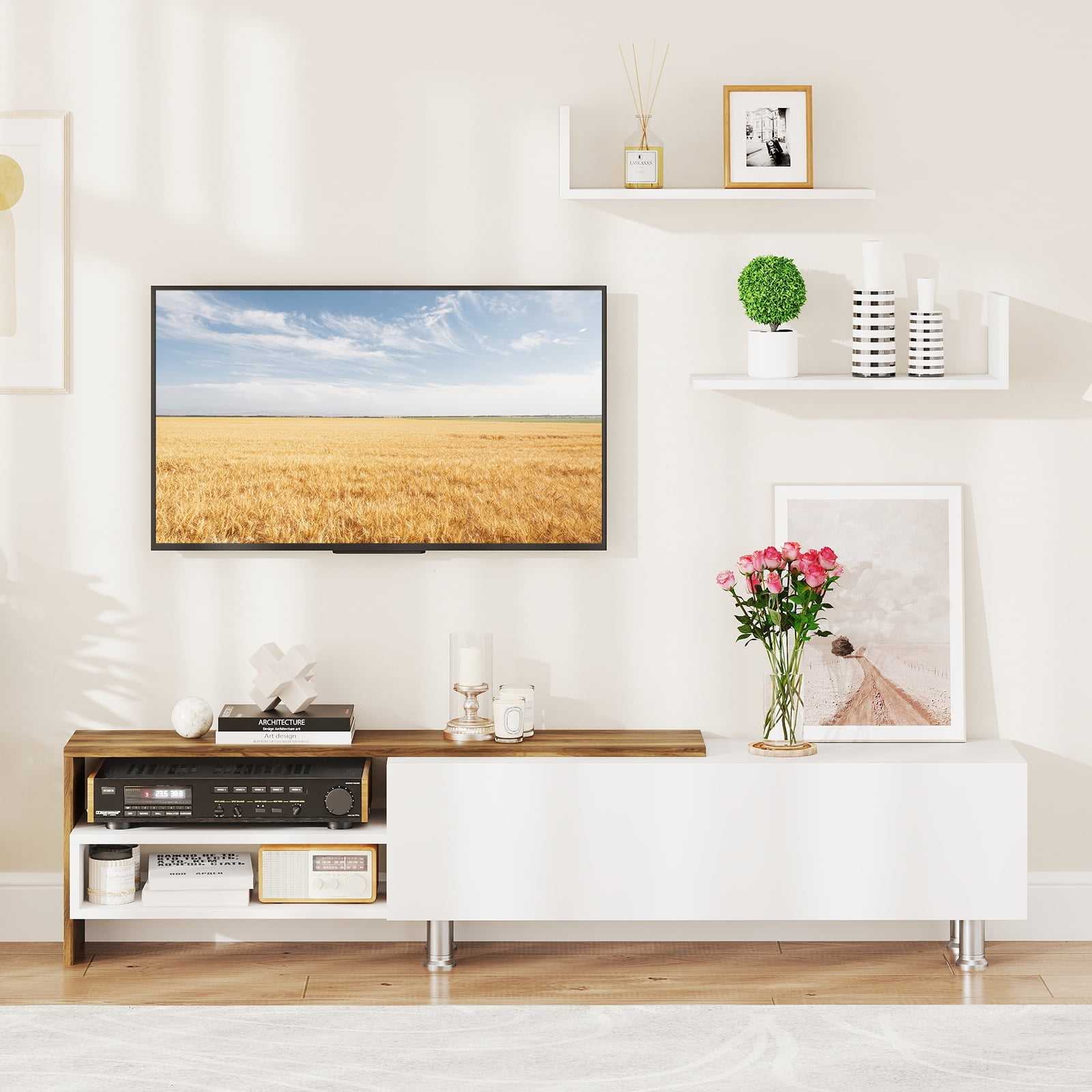 Gymax TV Stand Modern Entertainment Center TV Cabinet for TVs up to 80 Inches