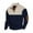 Navy, variant on Men's Long Sleeve Shirts Color Block Stand Collar Textured Knit Button Pullover Sweatshirt with Elbow Patches for Fall Winter Casual Wear