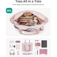 thumbnail image 3 of Tote Bag for Women, Foldable Tote Bag With Zipper Travel Large Shoulder Bag Handbag for Work-16.5''l X 6''wx 14''h, 3 of 13