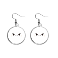 thumbnail image 1 of Lovely Face Unhappy Expression Ear Dangle Silver Drop Earring Jewelry Woman, 1 of 3