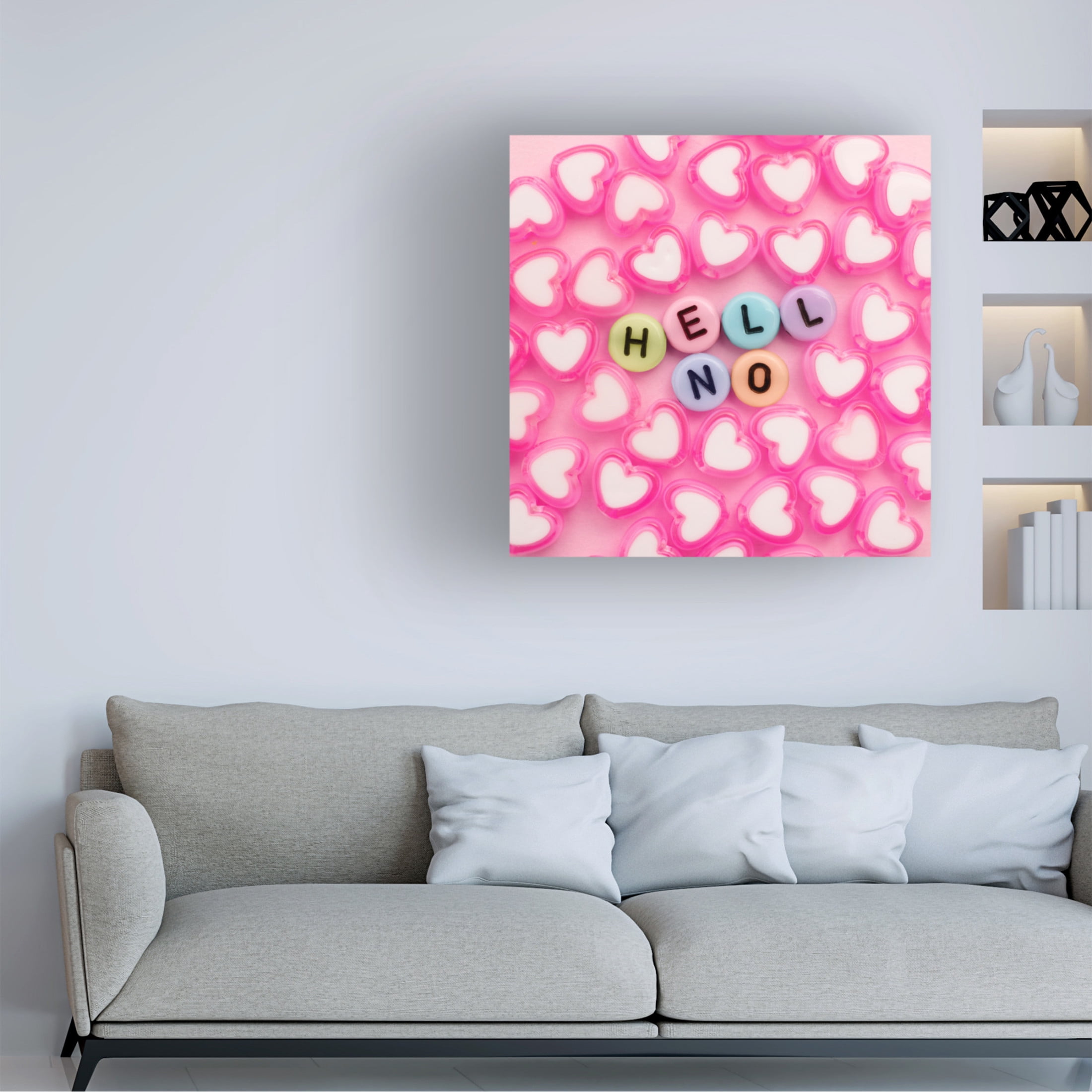 Canvas Wall Art - Julia Ramiro 'Hell No' Wall Art for Living Room, Bedroom, or Office Décor by Trademark Fine Art - 14 x 14 Inches