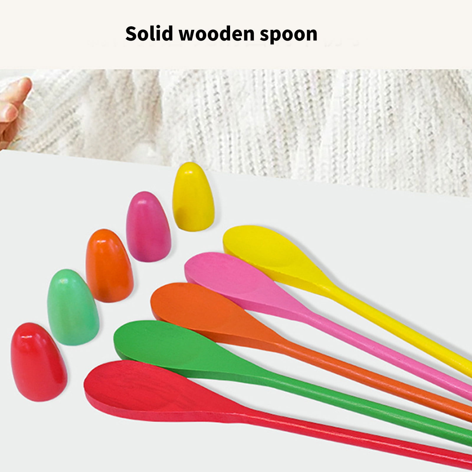 12Pieces Eggs Spoon Race Game Toy for Outdoor Easter Hunting Parties Kids Group Coordination Activity Supply Toy