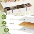 thumbnail image 5 of HIGDBFE Small Makeup Vanity Desk with Lighted Mirror, 3 Fabric Drawers and Height-Adjustable Stand, White Vanity for Bedroom and Small Spaces, 5 of 10