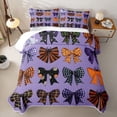 thumbnail image 2 of Homewish Kawaii Bow Twin Quilt Set,Colorful Plaid Bowknot Print Twin Coverlet Set,2pcs, 2 of 7