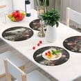 thumbnail image 2 of Qxltty 15inch Round Placemats Set of 4 Polyester Fabric Heat Resistant Washable Table Mat for Kitchen Party Decor Rose Of Horse, 2 of 7