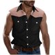 thumbnail image 1 of Camisas de Cuello para Hombres Moda Casual Patchwork Turndown Bolsillos sin Mangas Tanque Deportivo, Poliéster, 1 of 5
