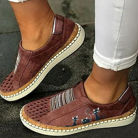 

Medcursor Women Shoes Women s Plus Size Casual Flat Shoes Elastic Overshoes Cat Print Single Shoes