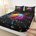 thumbnail image 3 of Homewish Kids Teens Basketball Print Twin Sheet Sets 3pcs,Sport Gamer Twin Fitted Sheet Microfiber,Graffiti Splash Breathable Flat Sheet,Microfiber Bedroom Decor, 3 of 7