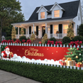 thumbnail image 3 of Festive Decorative Christmas Banner Holiday Gifts Red Background Santa Claus Design for Seasonal Celebration Indoor Decor, 3 of 9