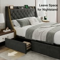 thumbnail image 7 of Honfach Full Bed Frame with 4 Storage Drawers, Upholstered Storage Bed with Charging Station, Wingback Storage Headboard, No Box Spring Needed, Dark Grey, 7 of 7