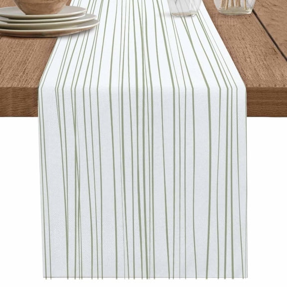 nqOlkjepod Sage Green Table Runner 72 Inches Long Farmhouse Dress Scarves, Abstract Lines Gradient Minimalist Modern Dining Tablerunner for Coffee Table/Kitchen Island/Party Décor, 13" x 72"