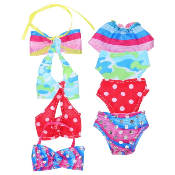 OUNONA Doll Vacation Outfits 4-Piece Swimsuit Fabric Sets for Dolls Beachwear Accessories