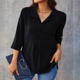 thumbnail image 2 of Moda Mujer Causal Blusa sólida Camiseta de manga 3/4 Botón de otoño Tops Sweartshirt Fridja  czfsfas1236, 2 of 8