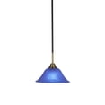 thumbnail image 1 of Paramount 1 Light Mini Pendant In Matte Black And Brass Finish With 10" Blue Italian Glass, 1 of 1