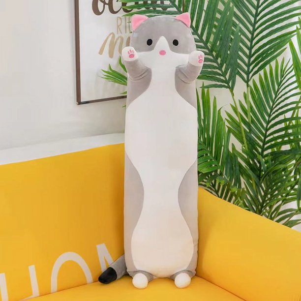 Muñeco de peluche con forma de gato largo, muñeco de trapo grande y lindo, muñeco con pinza para las piernas para dormir perezoso