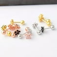 thumbnail image 2 of K-KED Titanium Steel Tragus Bar Helix Upper Ear Crystal Flower 1PC Cartilage Gem -pink rose gold, 2 of 9