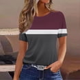 thumbnail image 4 of AKOEE T-shirts Tshirts for Women Short Sleeve Crewneck Graphic Basic Tees Casual Trendy Summer Tops, Purple #A 2XL, 4 of 6