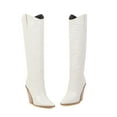 thumbnail image 2 of LoyisViDion Women'S Wedges Pointed Toe Boots Comfortable Embroidered Western Rodeo Cowboy Boots White 9(41), 2 of 5