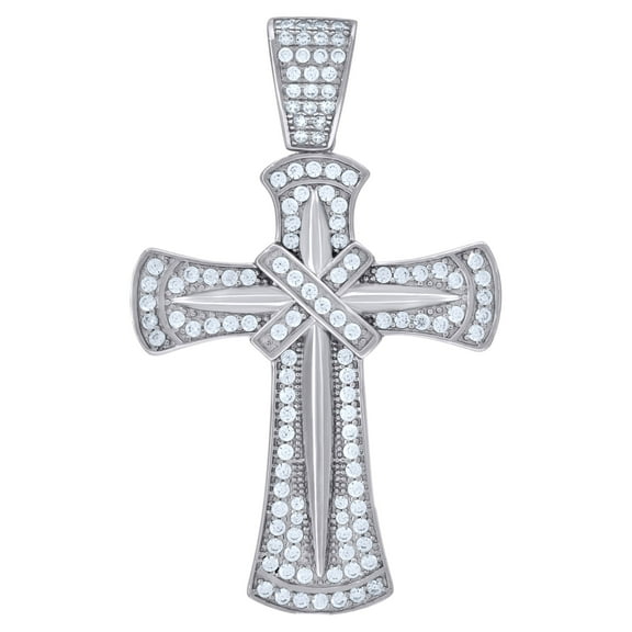 925 Sterling Silver Unisex Cz Cross Religious Charm Pendant Pendant Necklace for Men Women