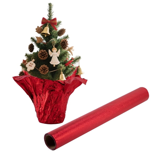 Cubiertas de aluminio floral para macetas Adnee, 10 yardas, color rojo, Navidad