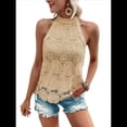 thumbnail image 3 of Camisetas Sin Mangas para Mujer, Blusa de Encaje Calado con Bordado de Ojales, Camisetas Sin Mangas Albaricoque XL, 3 of 10