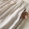 thumbnail image 6 of Women's Linen Cotton Pants Elastic Waist Shorts with Pockets, Lightweight Casual Summer Shorts, Lounge Beach | VerBelle,Beige L, 6 of 7