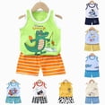 thumbnail image 2 of Xudanell Baby Boy Clothes 9-18 Months Sleeveless Two Piece Outfit Vest Cotton Summer Shorts Set Sky Blue, 2 of 9