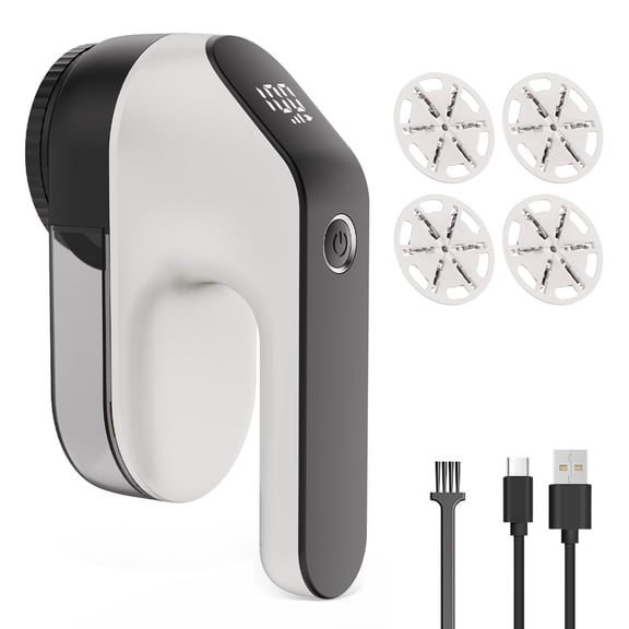 Andizun Fabric Shaver USB Rechargeable with LED Display,  6-Blade Lint Remover with 3 Speeds, Ideal for Sweaters, Blankets, Curtains & Upholstery, Portable & Easy to Clean