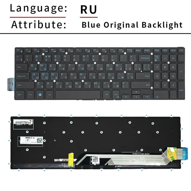 Clavier Rétroéclairé Russe pour Dell Inspiron 15 Gaming 7566 7567 5570 5770 5775 5575 7570 7577 RU Clavier d'Ordinateur Portable RU Rétroéclairage Bleu