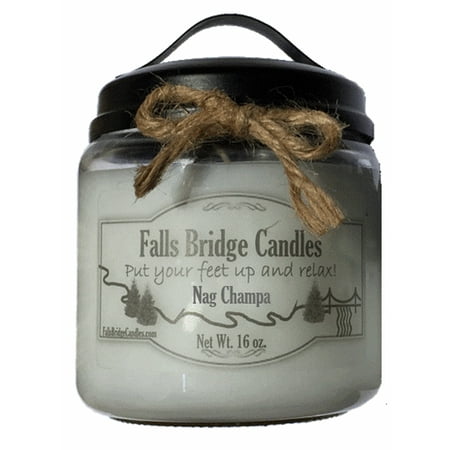 Nag Champa Scented Jar Candle, Medium 16-Ounce Soy Blend, Falls Bridge