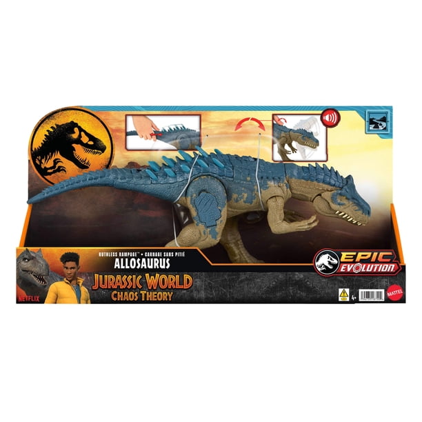 Mattel Jurassic World Allosaurus Dinosaur Articulated Figure, Epic Evolution Model, Merciless Carnage Collection, 43 cm, Connected Game, Children's Toy, Ages 4 and Above, HRX50 Mattel Jurassic World Allosaurus Dinosaur Articulated Figure, Epic Evolution Model, Merciless Carnage Collection, 43 cm, Connected Game, Children's Toy, Ages 4 and Above, HRX50