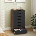 thumbnail image 2 of Costway 7-Drawer Chest Mobile File Cabinet Vertical Filing Organizer with Lockable Wheels Brown, 2 of 10