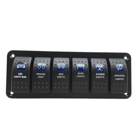 6 Gang Rocker Switch Panel Circuit Breaker Blue LED Voltmeter Marine Boat RV (Best Circuit Breaker Panel)