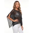thumbnail image 3 of LMLYSoH Women Knit Poncho Loose Solid Boat Neck Asymmetrical Coverup Tops Casual Shrug Sweaters, 3 of 8