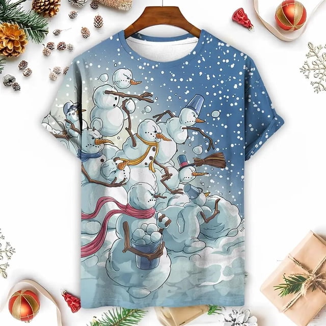 Camisetas para 2024, camiseta navideña para hombre, camisetas informales de manga corta de verano a la moda, ropa para hombre, camiseta navideña familiar