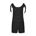 thumbnail image 5 of REORIAFEE Overall for Women Casual Square Collar Sleeveless Romper Solid Color Spaghetti Strap Womens Romper Jumpsuit Double Pocket Bib Jumpsuit Loose Suspender Jumpsuit Bodysuit Romper Sexy Black L, 5 of 7