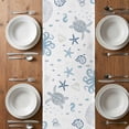thumbnail image 6 of Blue Coastal Table Runner - 90 Inch Long, Kitchen Dining Table Runner Dresser Scarves, Summer Beach Turtle Coral Starfish Jellyfish Farmhouse Decor for Coffee Tables Wedding Party Banquet, 6 of 8