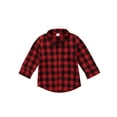 thumbnail image 4 of Jxzom Toddler Long Sleeve Shirt Baby Boy Girl Button Down Red Plaid Flannel Shirt 3T, 4 of 7