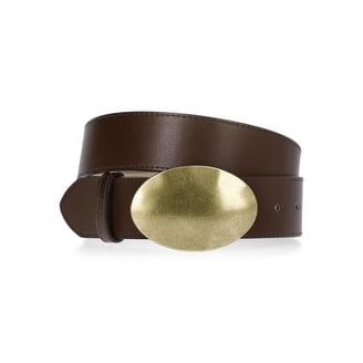 Gold-Tone Buckle Leather Fashion Belt, 0.5in Wide, Classic Style, Solid CTM Women main image 4