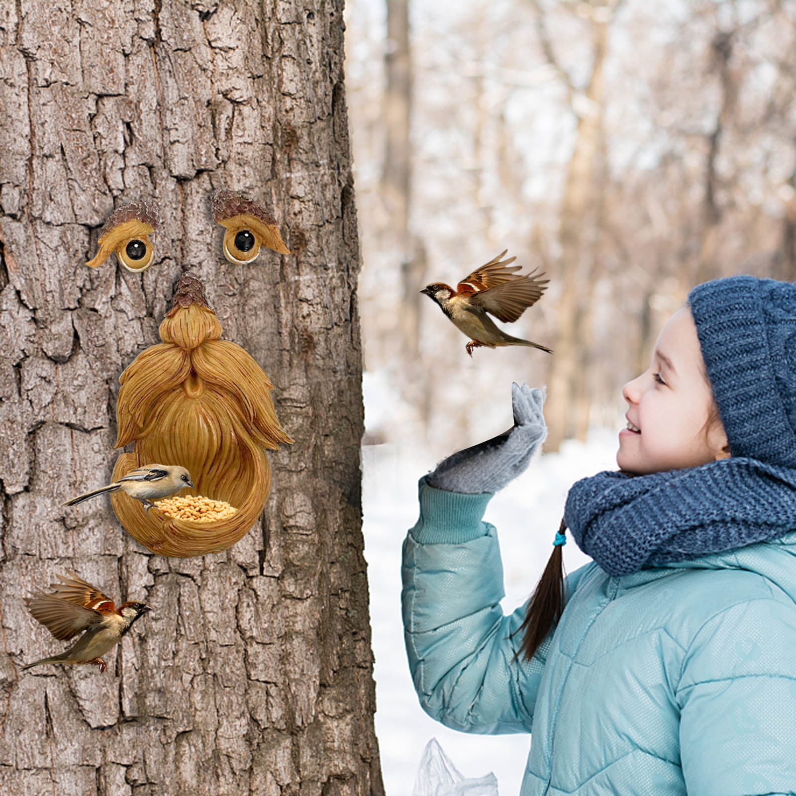 Ovzne Tree Faces Decor Outdoor, Tree Yard Art Garden Decoration