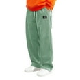thumbnail image 4 of KHONTS Men's Corduroy Casual Pants Fashion Loose Fit Wide Leg Pants Straight Sweatpants with Elastic Waist Drawstring Light Green M, 4 of 4